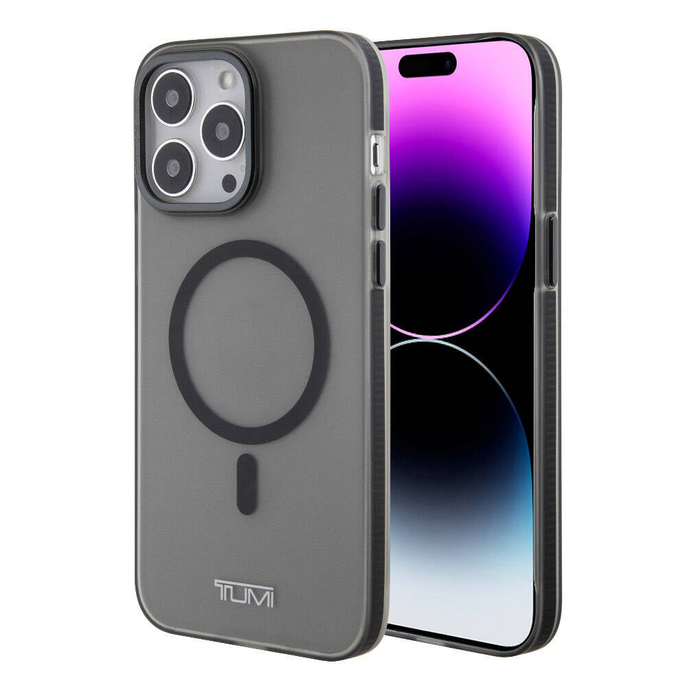 iPhone 15 Pro Max Kılıf TUMI Orjinal Lisanslı Magsafe Şarj Özellikli Buzlu Mat Kılıf Siyah