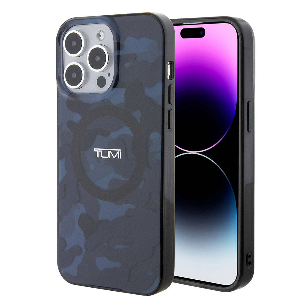 iPhone 15 Pro Max Kılıf TUMI Orjinal Lisanslı Magsafe Şarj Özellikli PC TPU Çift Katmanlı Kamuflaj Desenli Kılıf Gri
