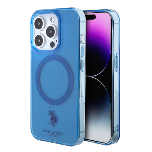 iPhone 15 Pro Max Kılıf U.S. Polo Assn. Orjinal Lisanslı Magsafe Şarj Özellikli Transparan Tasarım Kılıf Mavi