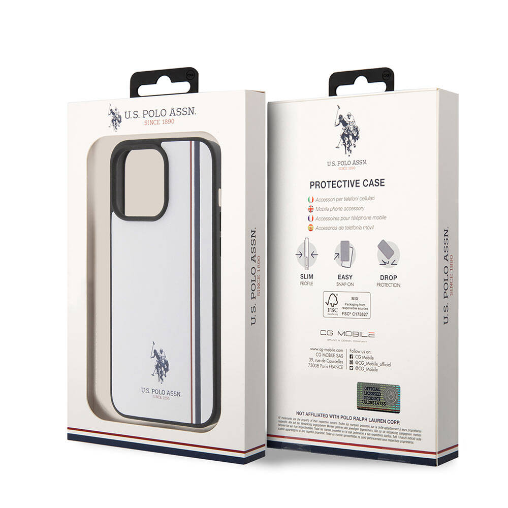 iPhone 15 Pro Max Kılıf U.S. Polo Assn. Orjinal Lisanslı Üç Renk Şerit Tasarımlı Baskı Logolu Kılıf Siyah