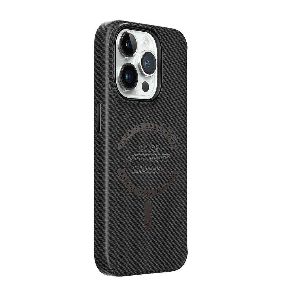 iPhone 15 Pro Max Kılıf Wiwu LCC-107 Karbon Fiber Magsafe Şarj Özellikli Kamera Korumalı Kabon Kılıf Siyah