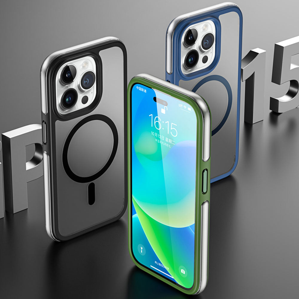 iPhone 15 Pro Max Kılıf Wiwu ZKK-012 Magsafe Şarj Özellikli Air Cushion Kılıf Siyah