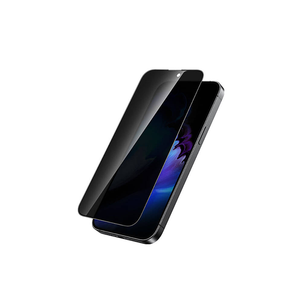 iPhone 15 Pro Max Recci RSP-A08SP 3D Privacy Shield Temperli Cam Ekran Koruyucu Gri