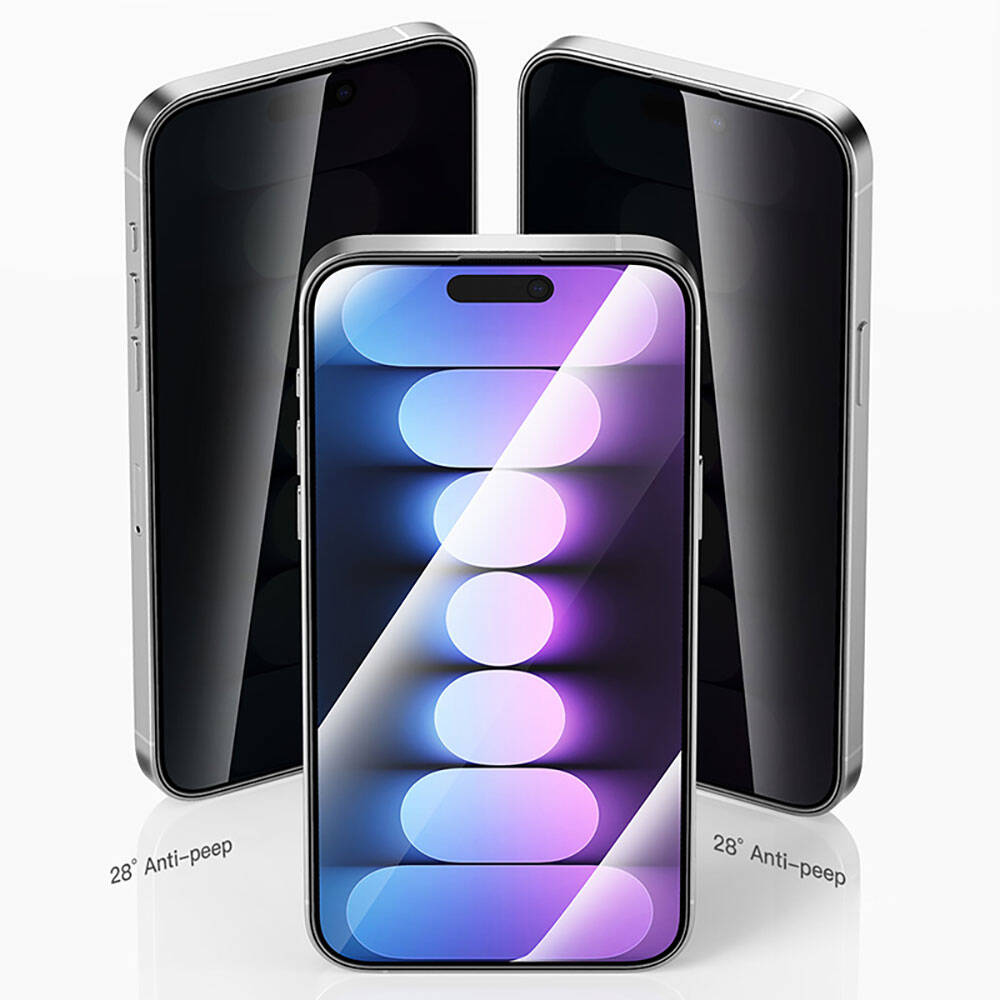 iPhone 15 Pro Max Recci RSP-A19AP Privacy Temperli Cam Ekran Koruyucu Gri