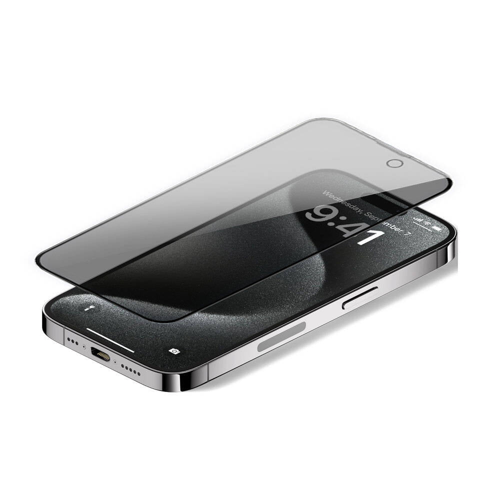 iPhone 15 Pro Max Wiwu iPrivacy HD Anti-Peep Ekran Koruyucu Siyah