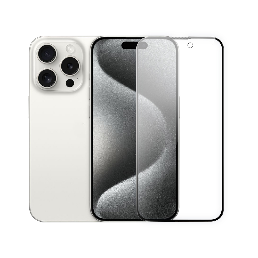 iPhone 15 Pro Max Wiwu Wi-IP002 2in1 Temperli Cam Ahize Toz Önleyici Ekran Koruyucu ve Kamera Lens Koruyucu Set Siyah