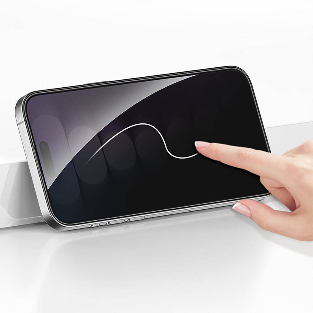 iPhone 15 Pro Recci RSP-A17AP Privacy Temperli Cam Ekran Koruyucu Gri