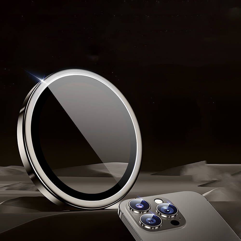 iPhone 15 Pro Wiwu LG-003 Lens Guard Çizilmeye Karşı Dayanıklı Safir Kamera Lens Koruyucu Mavi-Titanyum