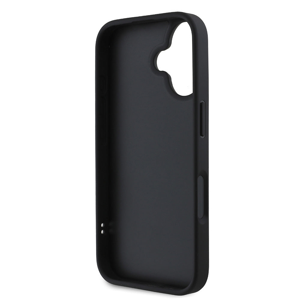 iPhone 16 Kılıf DKNY Orjinal Lisanslı Kapitone Tasarımlı Metal Logolu Deri Kılıf Siyah