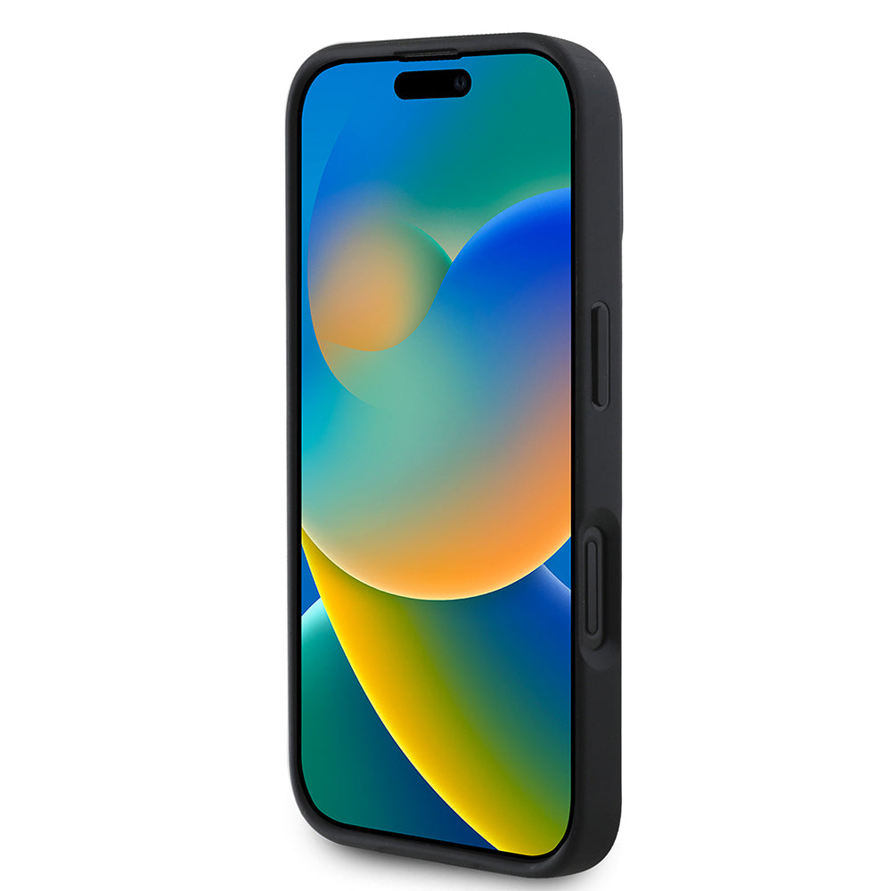 iPhone 16 Kılıf DKNY Orjinal Lisanslı Kartlıklı 3D Yazılı Repeat Texture Pattern Kılıf Siyah