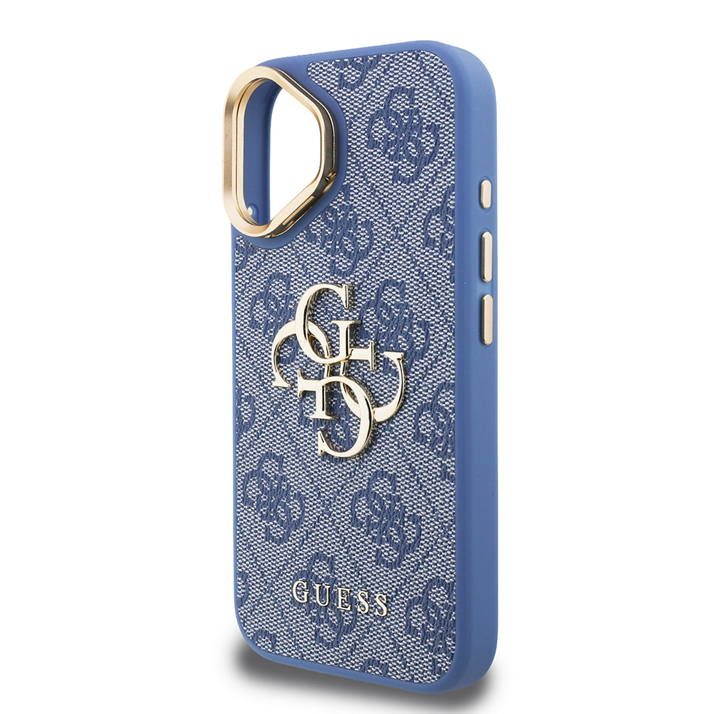 Apple iPhone 16 Kılıf Guess Orjinal Lisanslı PU Deri 4G Desenli Metal Büyük 4G ve Yazı Logolu Kamera Standlı Kapak Pembe