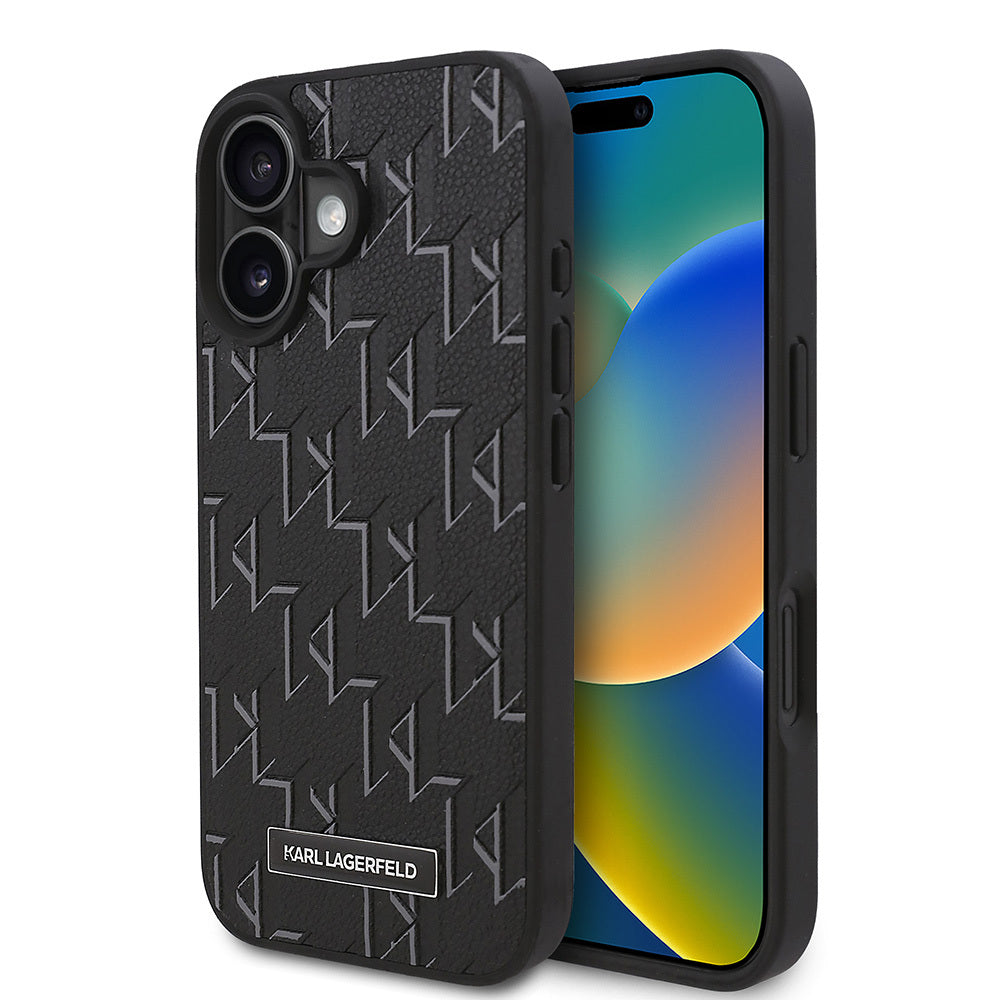 Apple iPhone 16 Kılıf Karl Lagerfeld Orjinal Lisanslı M-safe Şarj Özellikli KL Yazılı Hot Stamp Kapak