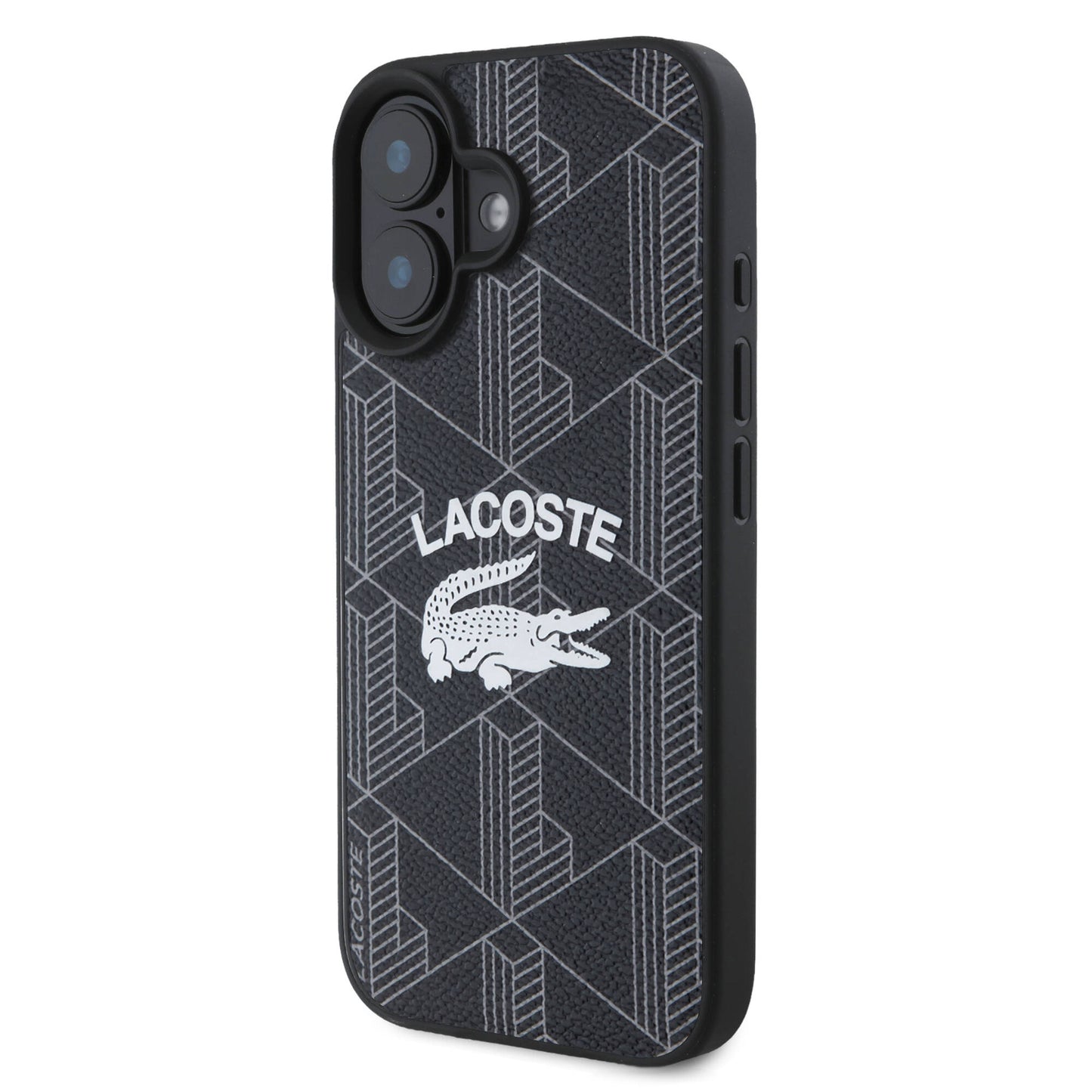 iPhone 16 Kılıf Lacoste Orjinal Lisanslı Magsafe Şarj Özellikli Mono Vintage Logo Kılıf Siyah