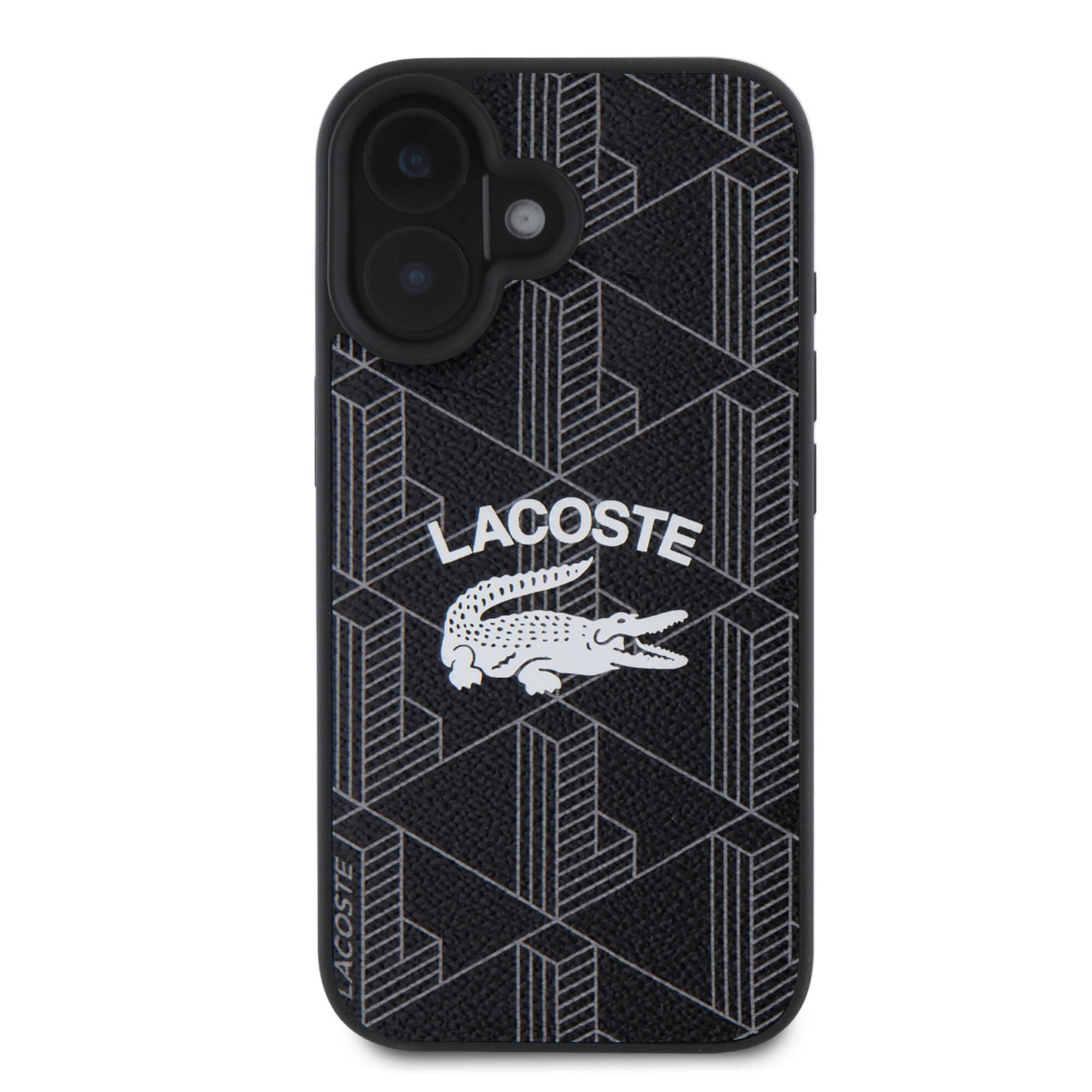 iPhone 16 Kılıf Lacoste Orjinal Lisanslı Magsafe Şarj Özellikli Mono Vintage Logo Kılıf Siyah