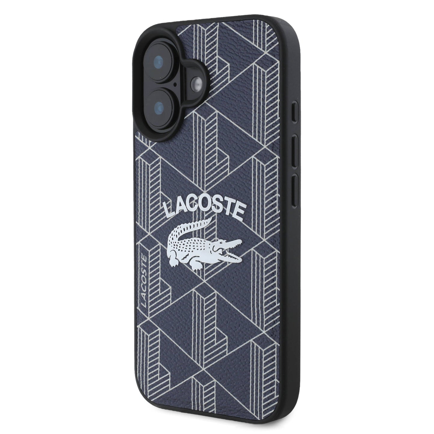 iPhone 16 Kılıf Lacoste Orjinal Lisanslı Magsafe Şarj Özellikli Mono Vintage Logo Kılıf Siyah