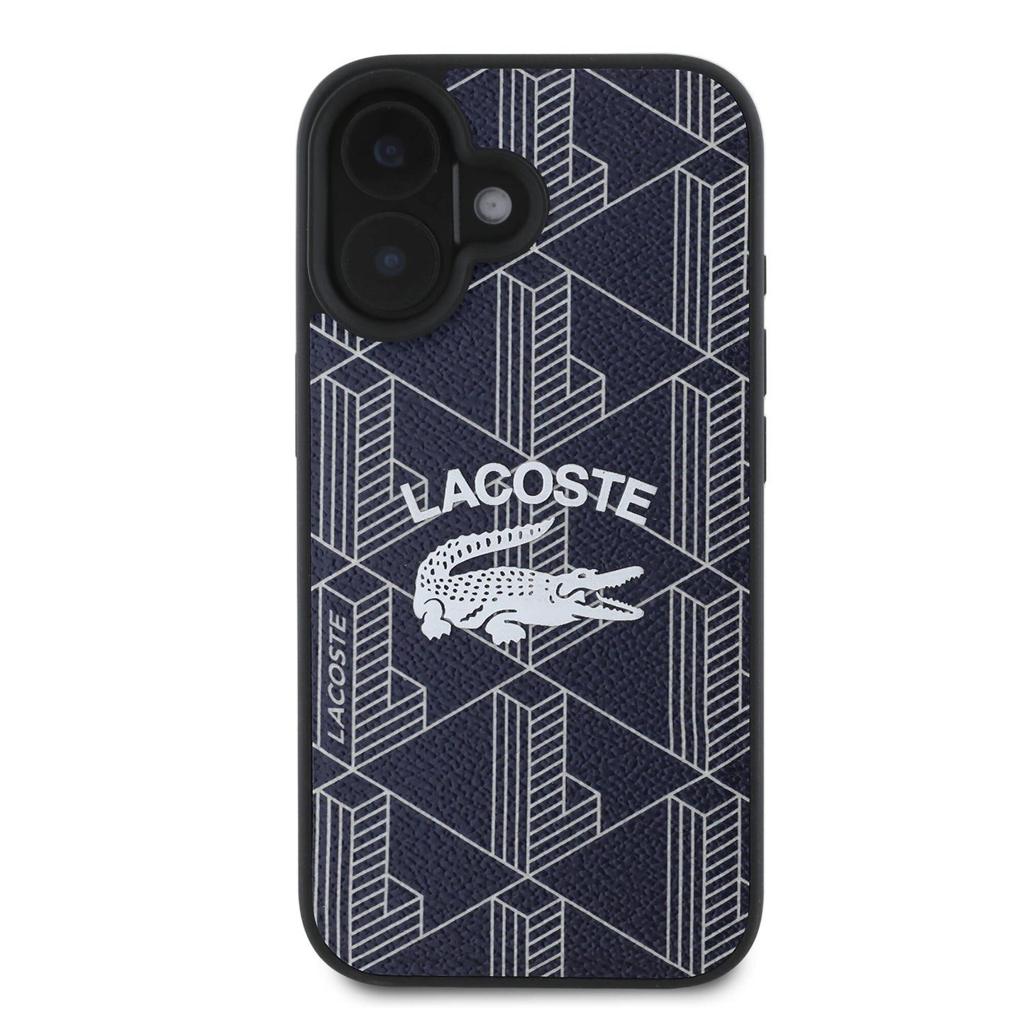 iPhone 16 Kılıf Lacoste Orjinal Lisanslı Magsafe Şarj Özellikli Mono Vintage Logo Kılıf Siyah
