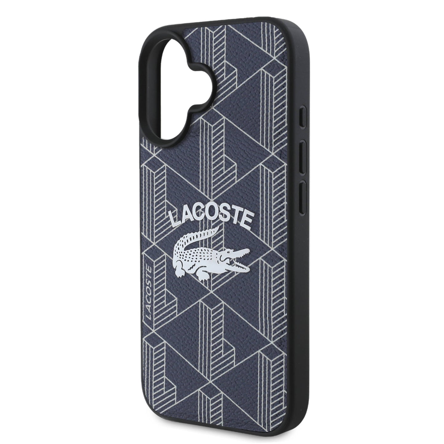 iPhone 16 Kılıf Lacoste Orjinal Lisanslı Magsafe Şarj Özellikli Mono Vintage Logo Kılıf Siyah