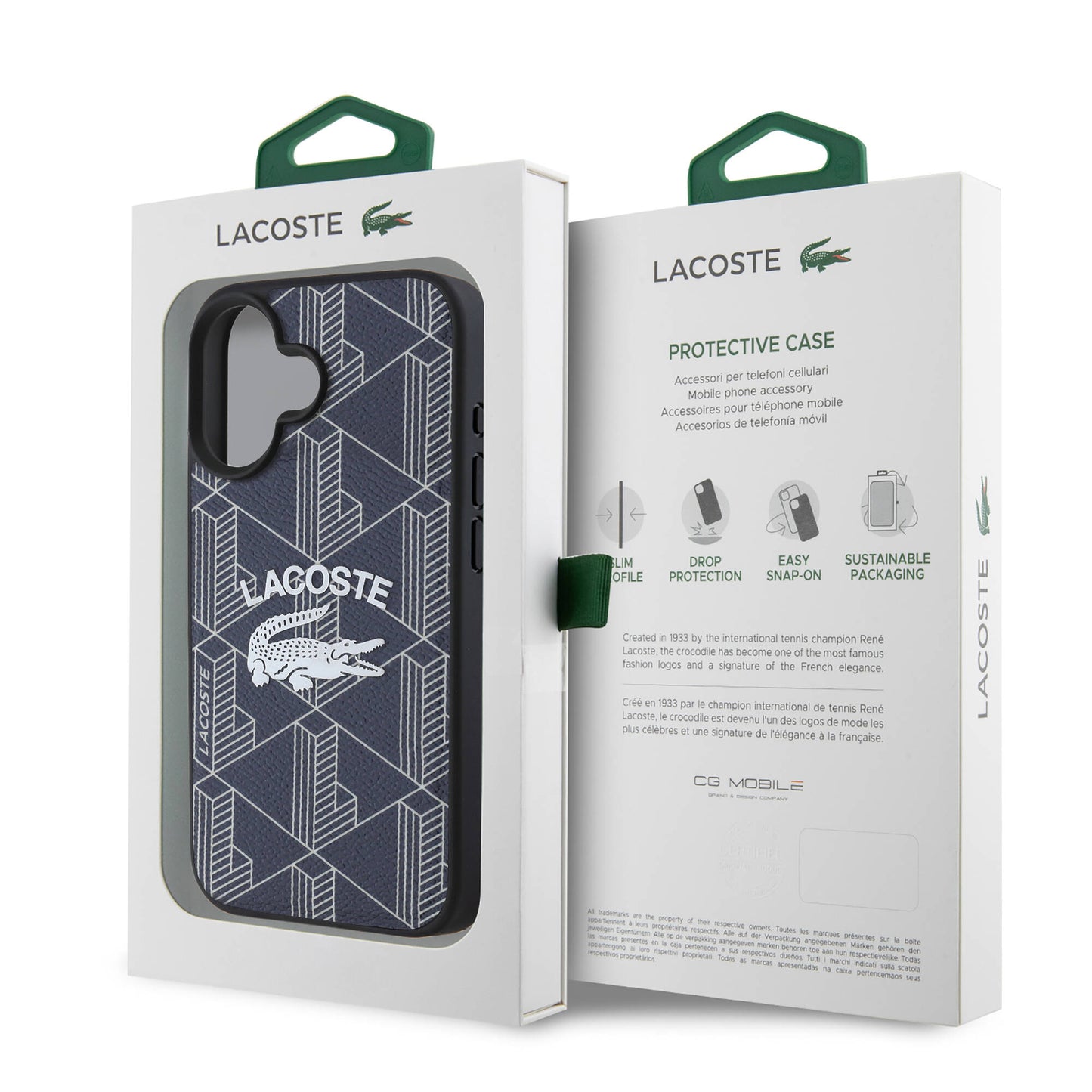 iPhone 16 Kılıf Lacoste Orjinal Lisanslı Magsafe Şarj Özellikli Mono Vintage Logo Kılıf Lacivert
