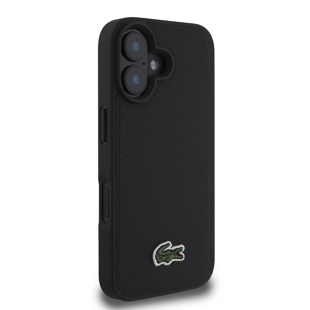 iPhone 16 Kılıf Lacoste Orjinal Lisanslı PU Pike Desenli Arka Yüzey İkonik Timsah Dokuma Logolu Kılıf Koyu Yeşil