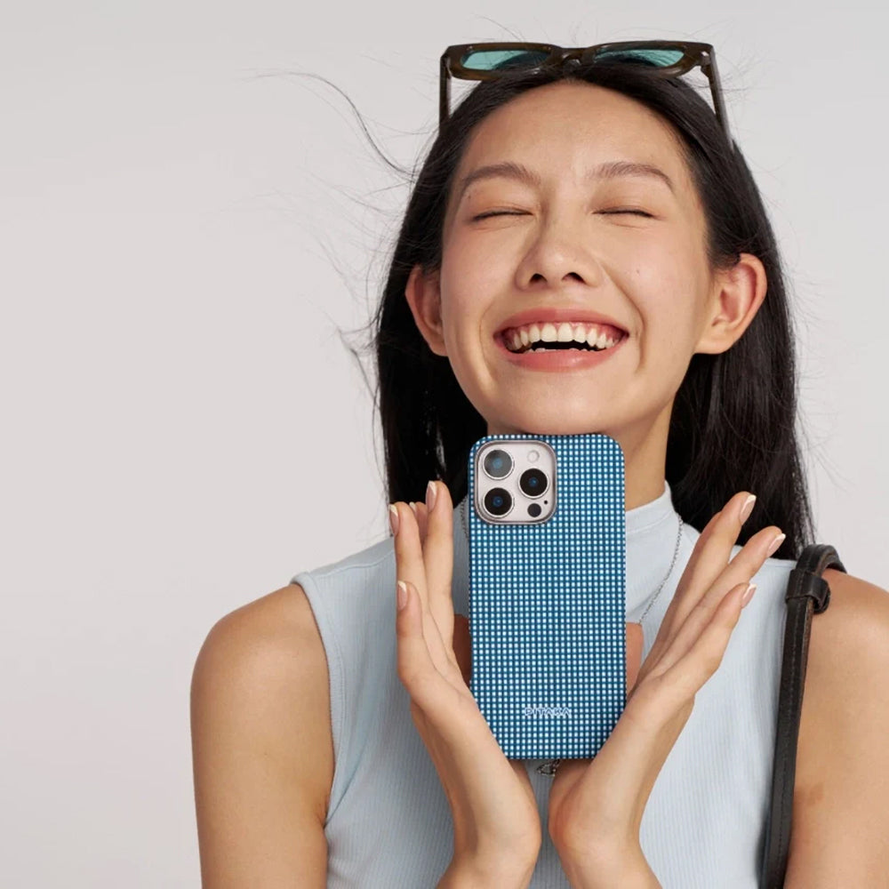 iPhone 16 Kılıf Magsafe Şarj Özellikli Aramid Fiber Pitaka Ultra-Slim Classic Serisi Ocean Blue Kılıf Mavi