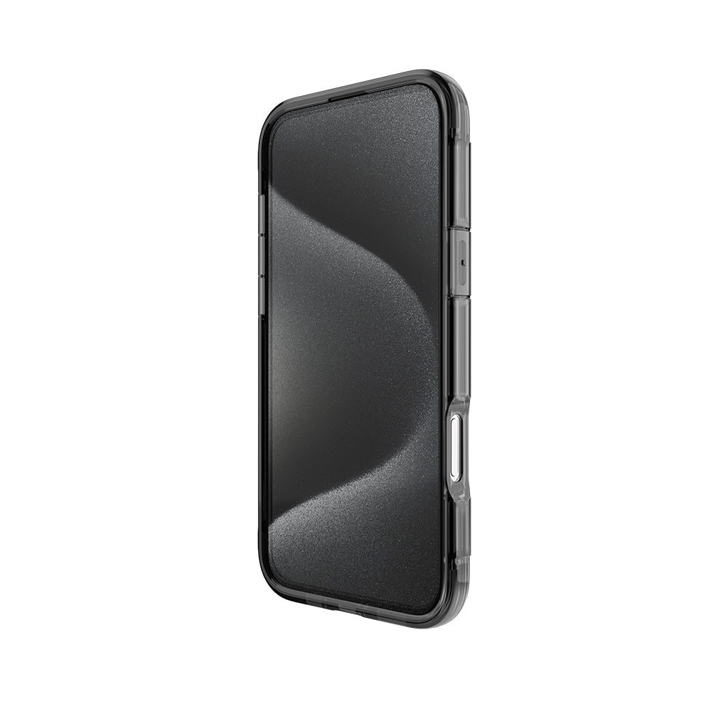 Apple iPhone 16 Kılıf M-safe Şarj Özellikli Raptic Air Serisi Airbag Tasarımlı Metal Köşelikli Şeffaf Kapak Siyah