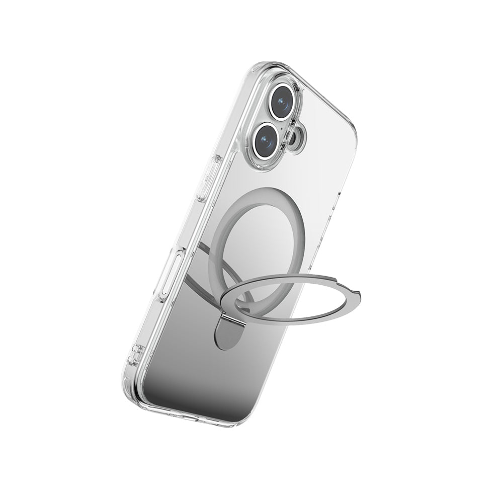 Apple iPhone 16 Kılıf M-safe Şarj Özellikli Raptic Air Stand Serisi Aynalı Arka Yüzey Standlı Kapak Gri