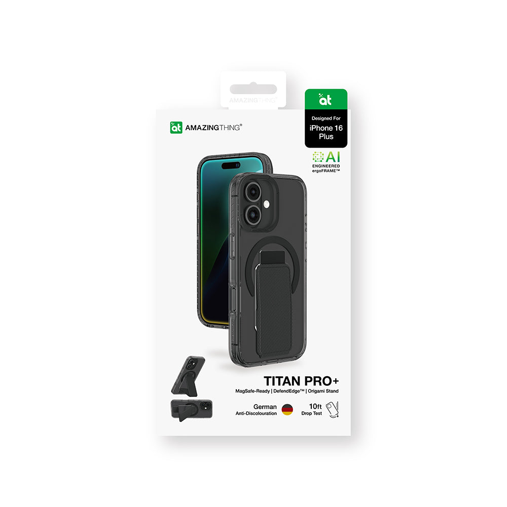 iPhone 16 Kılıf Magsafe Şarj Özellikli Standlı Amazingthing Titan Pro Plus Kılıf Siyah