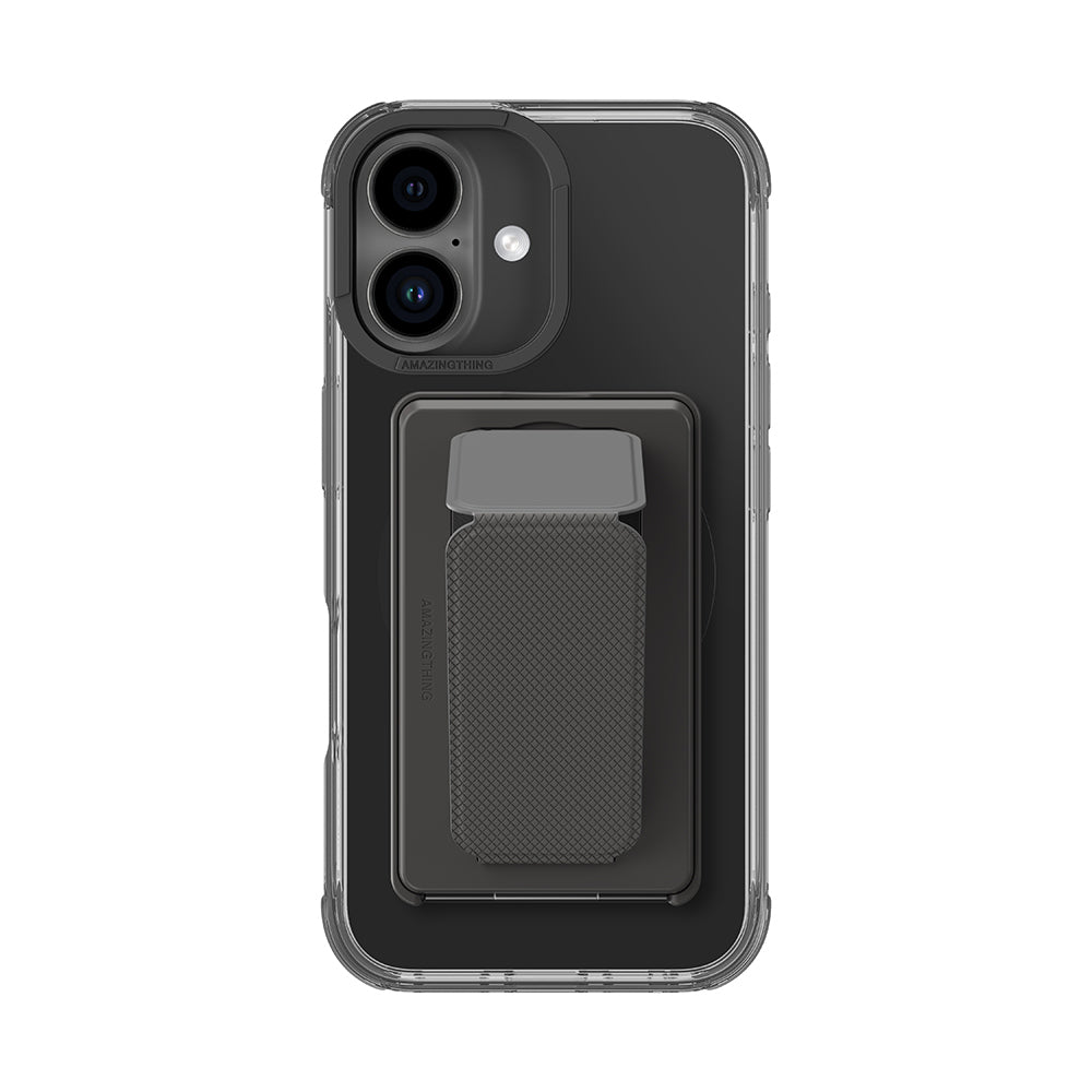 iPhone 16 Kılıf Magsafe Şarj Özellikli Standlı Kartlıklı Set Amazingthing Omni Adventure Serisi Kılıf Siyah