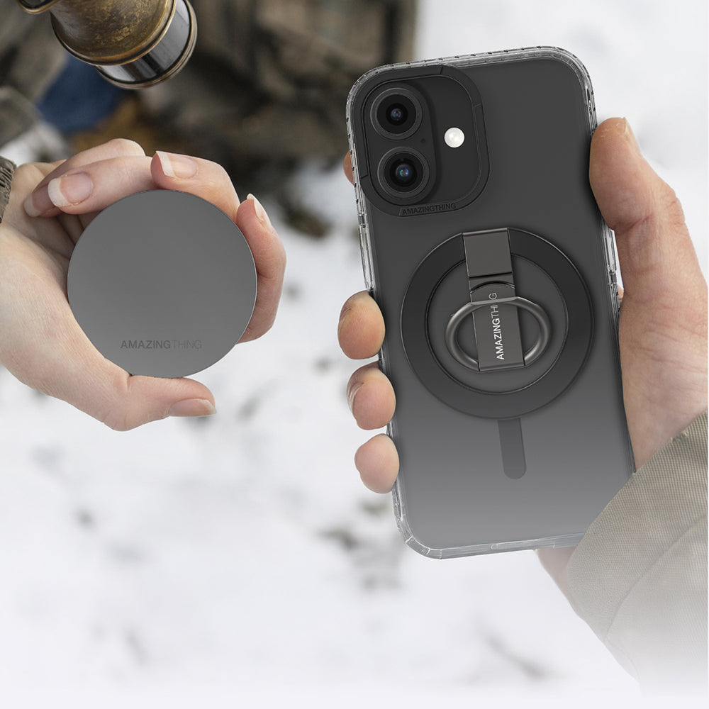 iPhone 16 Kılıf Magsafe Şarj Özellikli Yüzük Standlı Amazingthing Titan Pro Serisi Kılıf Pembe