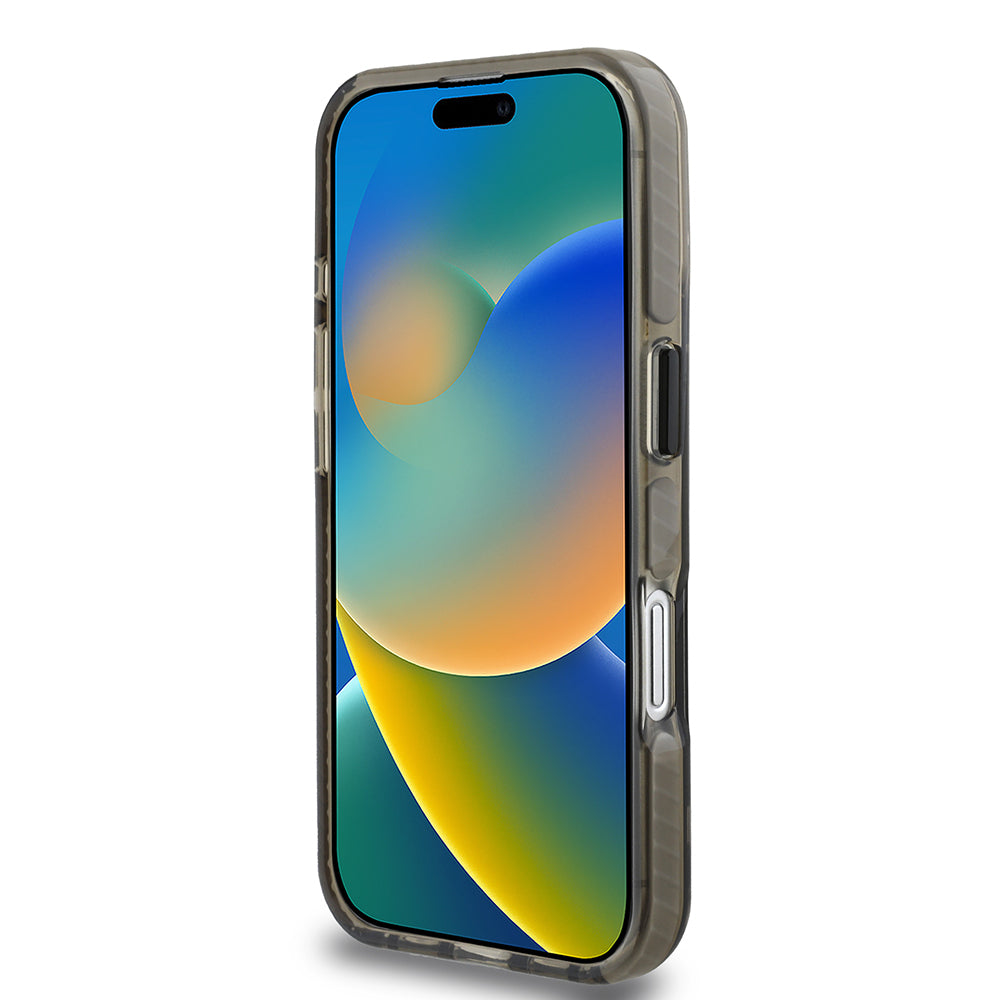 iPhone 16 Kılıf TUMI Orjinal Lisanslı Magsafe Şarj Özellikli Airbagli Transparan Kılıf Siyah