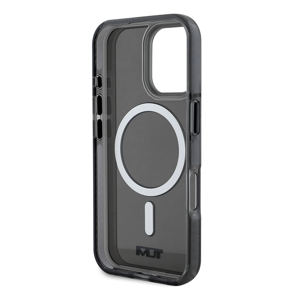 iPhone 16 Kılıf TUMI Orjinal Lisanslı Magsafe Şarj Özellikli Airbagli Transparan Kılıf Siyah