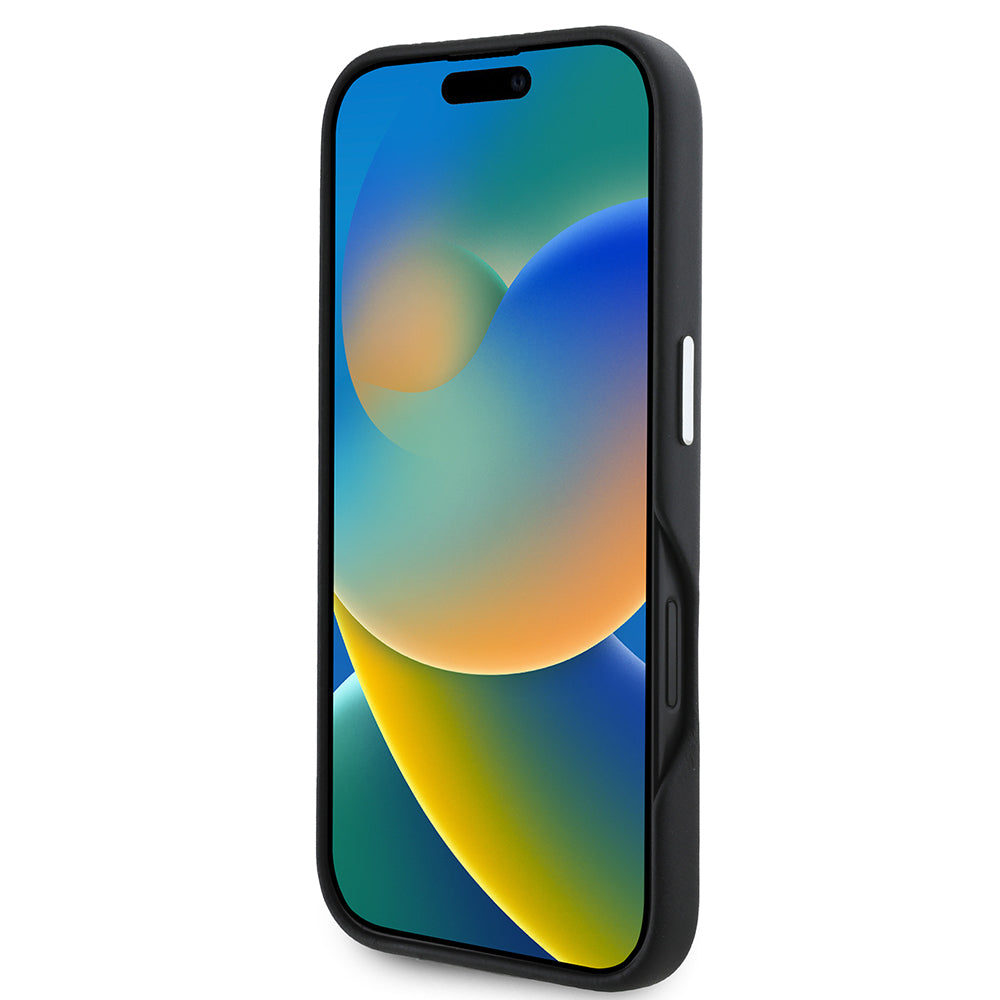 Apple iPhone 16 Kılıf TUMI Orjinal Lisanslı M-safe Şarj Özellikli Metal Yazı Logolu PU Deri Kapak Siyah