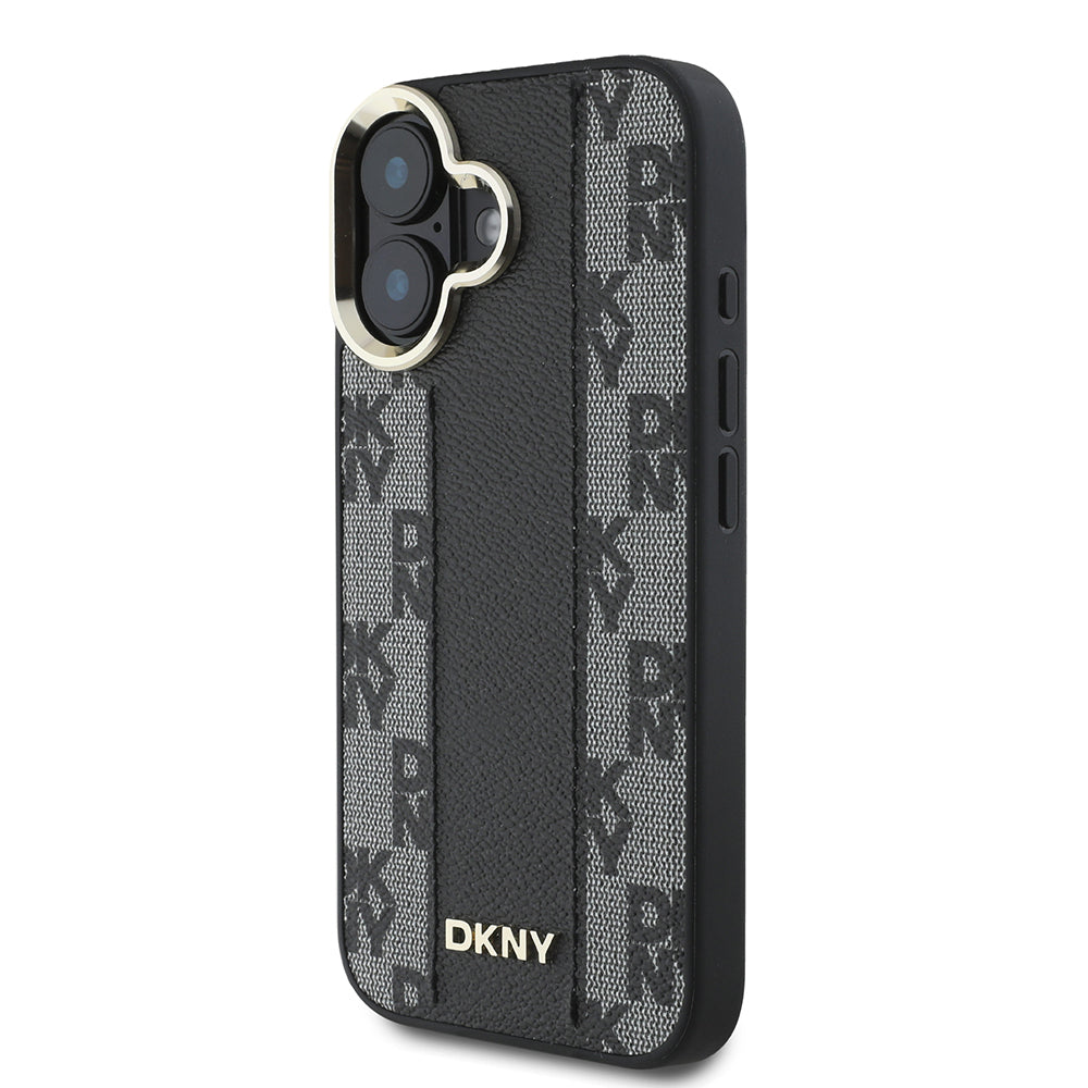 iPhone 16 Plus Kılıf DKNY Orjinal Lisanslı Magsafe Şarj Özellikli 3D Yazılı Checkered Pattern Kılıf Siyah