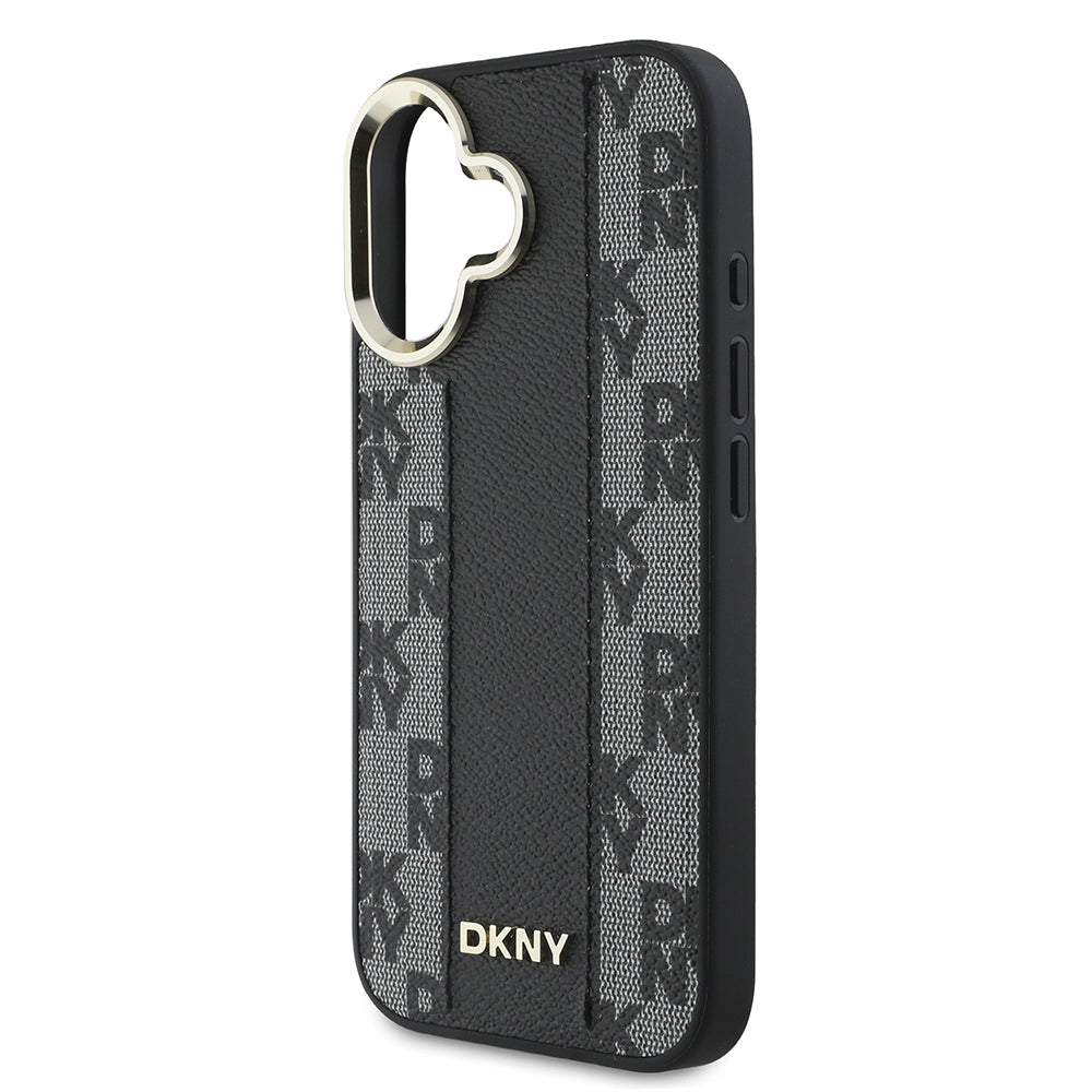 iPhone 16 Plus Kılıf DKNY Orjinal Lisanslı Magsafe Şarj Özellikli 3D Yazılı Checkered Pattern Kılıf Siyah