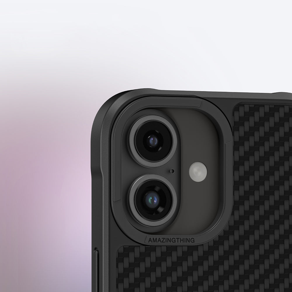 iPhone 16 Plus Kılıf Magsafe Şarj Özellikli 1500D Aramid Fiber Amazingthing Titan Max Serisi Kılıf Siyah