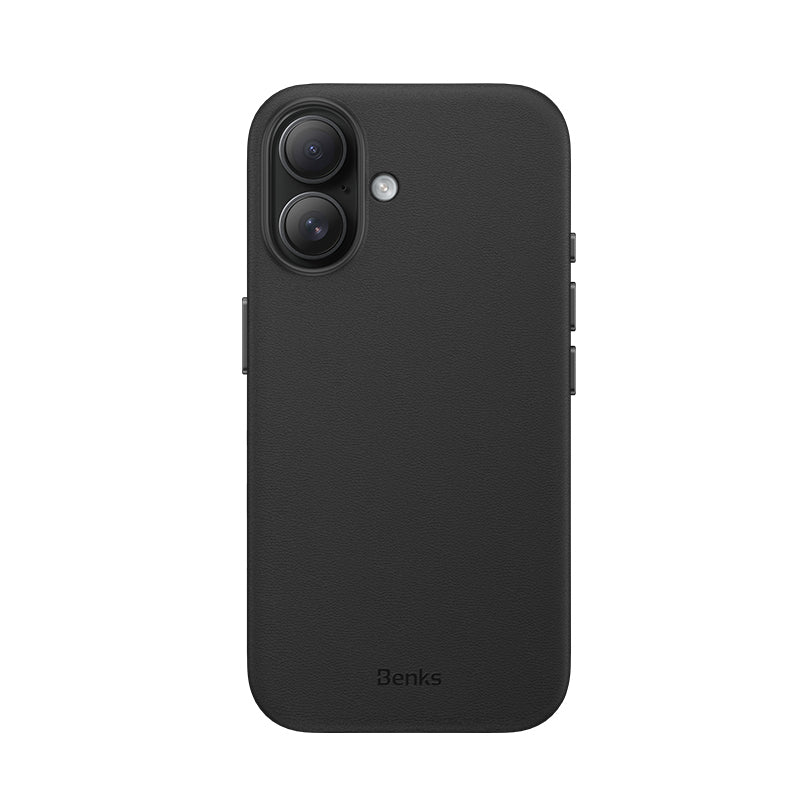 iPhone 16 Plus Kılıf Magsafe Şarj Özellikli Çizilmeye Dayanıklı Benks VitaPro Serisi PU Deri Kılıf Siyah