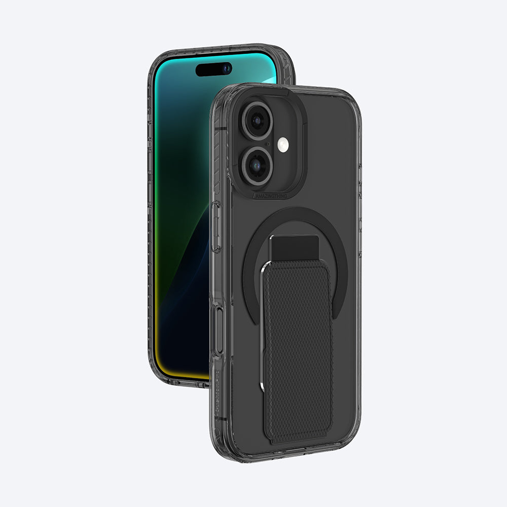iPhone 16 Plus Kılıf Magsafe Şarj Özellikli Standlı Amazingthing Titan Pro Plus Kılıf Siyah