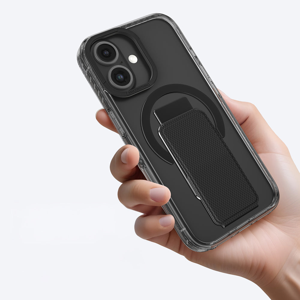 iPhone 16 Plus Kılıf Magsafe Şarj Özellikli Standlı Amazingthing Titan Pro Plus Kılıf Siyah