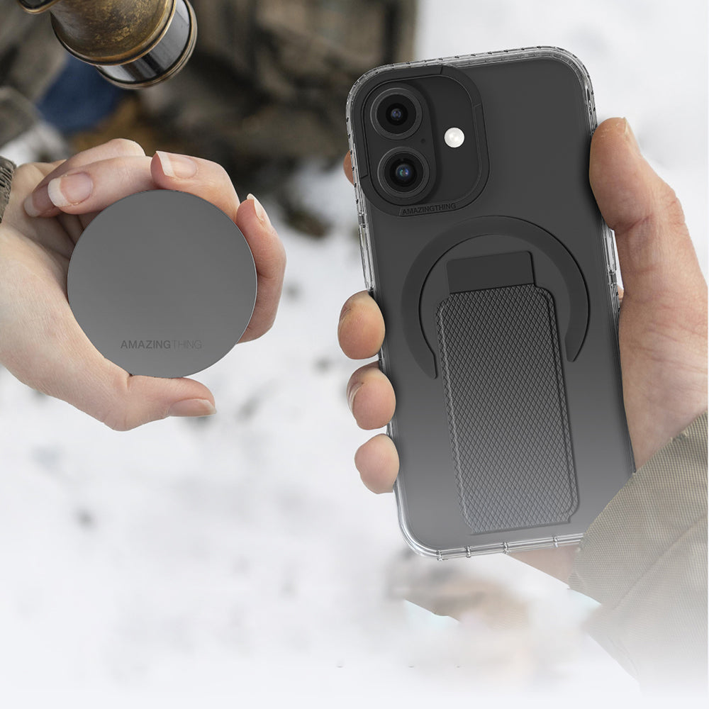 iPhone 16 Plus Kılıf Magsafe Şarj Özellikli Standlı Amazingthing Titan Pro Plus Kılıf Siyah