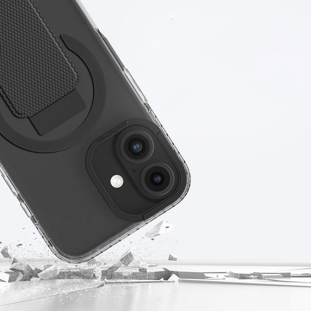 iPhone 16 Plus Kılıf Magsafe Şarj Özellikli Standlı Amazingthing Titan Pro Plus Kılıf Siyah