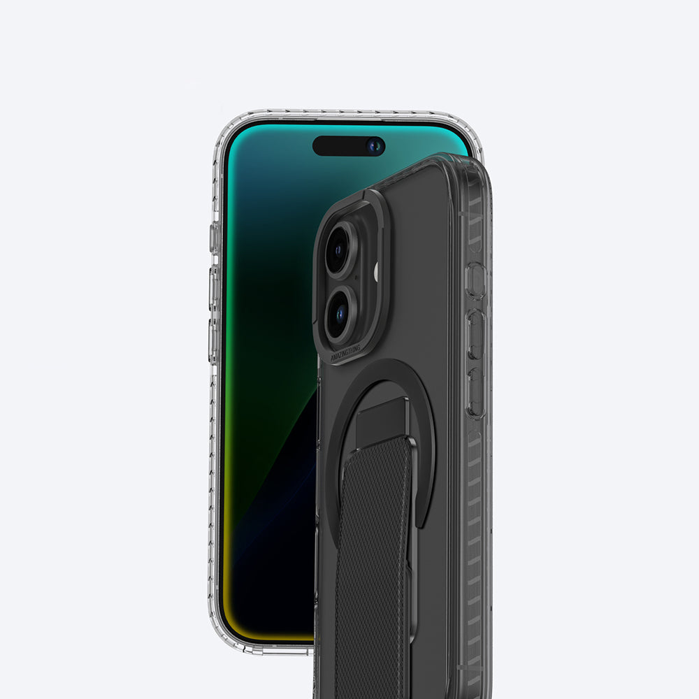 iPhone 16 Plus Kılıf Magsafe Şarj Özellikli Standlı Amazingthing Titan Pro Plus Kılıf Siyah