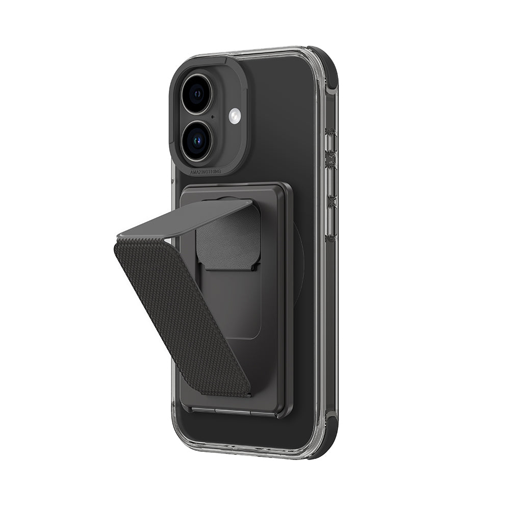 iPhone 16 Plus Kılıf Magsafe Şarj Özellikli Standlı Kartlıklı Set Amazingthing Omni Adventure Serisi Kılıf Siyah
