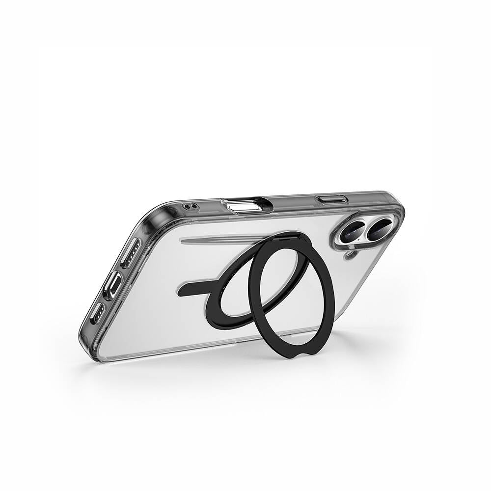 iPhone 16 Plus Kılıf Wiwu MCC-201 iShield Ultra Serisi Magsafe Şarj Özellikli Standlı Crystal Sert PC Kılıf Siyah