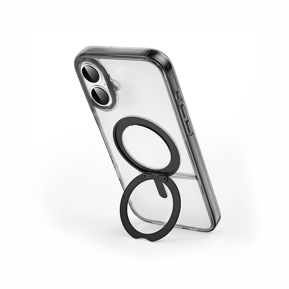 iPhone 16 Plus Kılıf Wiwu MCC-201 iShield Ultra Serisi Magsafe Şarj Özellikli Standlı Crystal Sert PC Kılıf Siyah