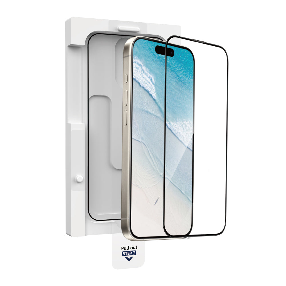 Apple iPhone 16 Plus Wiwu GT-020 Titan Guard Serisi Şok Emici Hibrit Polimer HD Şeffaf Ekran Koruyucu Film + Kolay Uygulama Aparatı Siyah