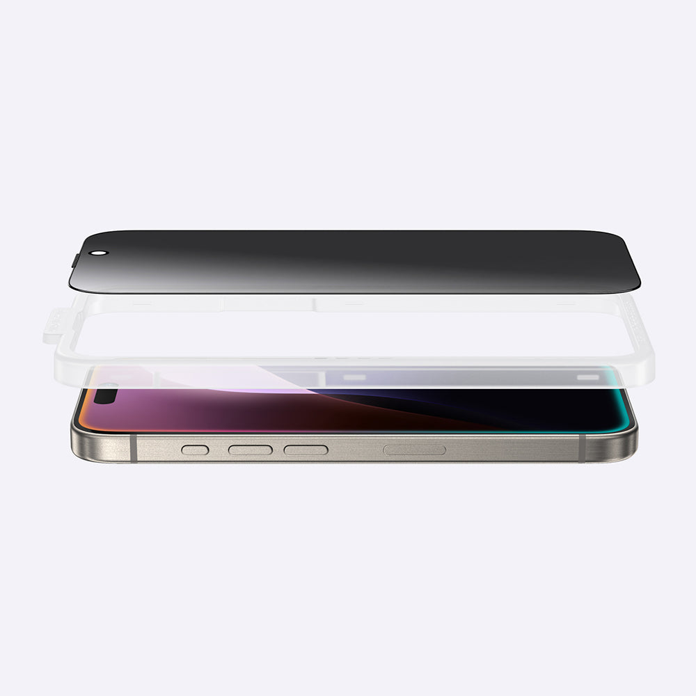 Apple iPhone 16 Pro Amazingthing Titan Privacy Parmak İzi Bırakmayan Temperli Cam Ekran Koruyucu Siyah