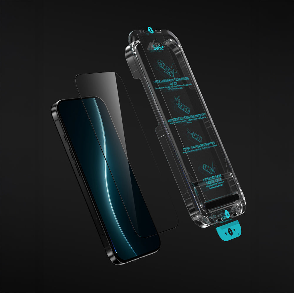 Apple iPhone 16 Pro Benks Glass Warrior HD 0.3mm Ultra İnce 0.9mm Kenarları Güçlendirilmiş Cam Ekran Koruyucu + Kolay Uygulama Aparatlı