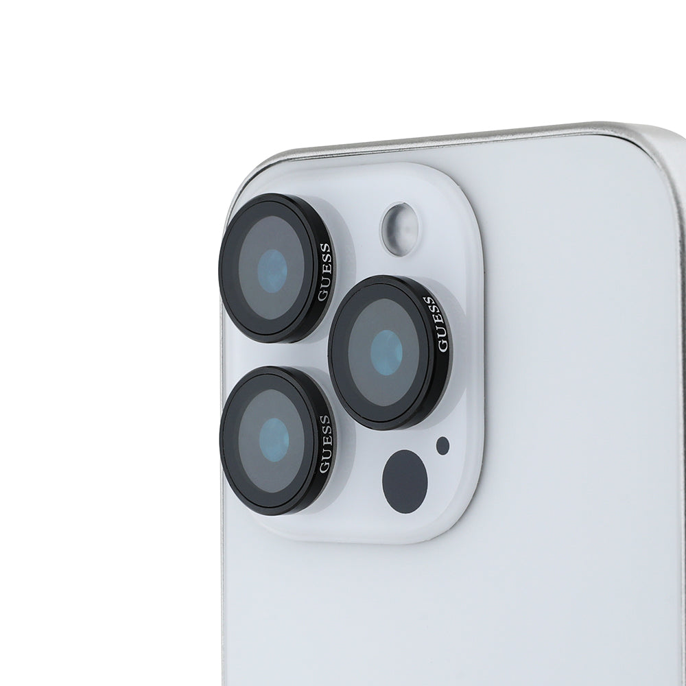 Apple iPhone 16 Pro Guess Orjinal Lisanslı Metal Kamera Lens Koruyucu