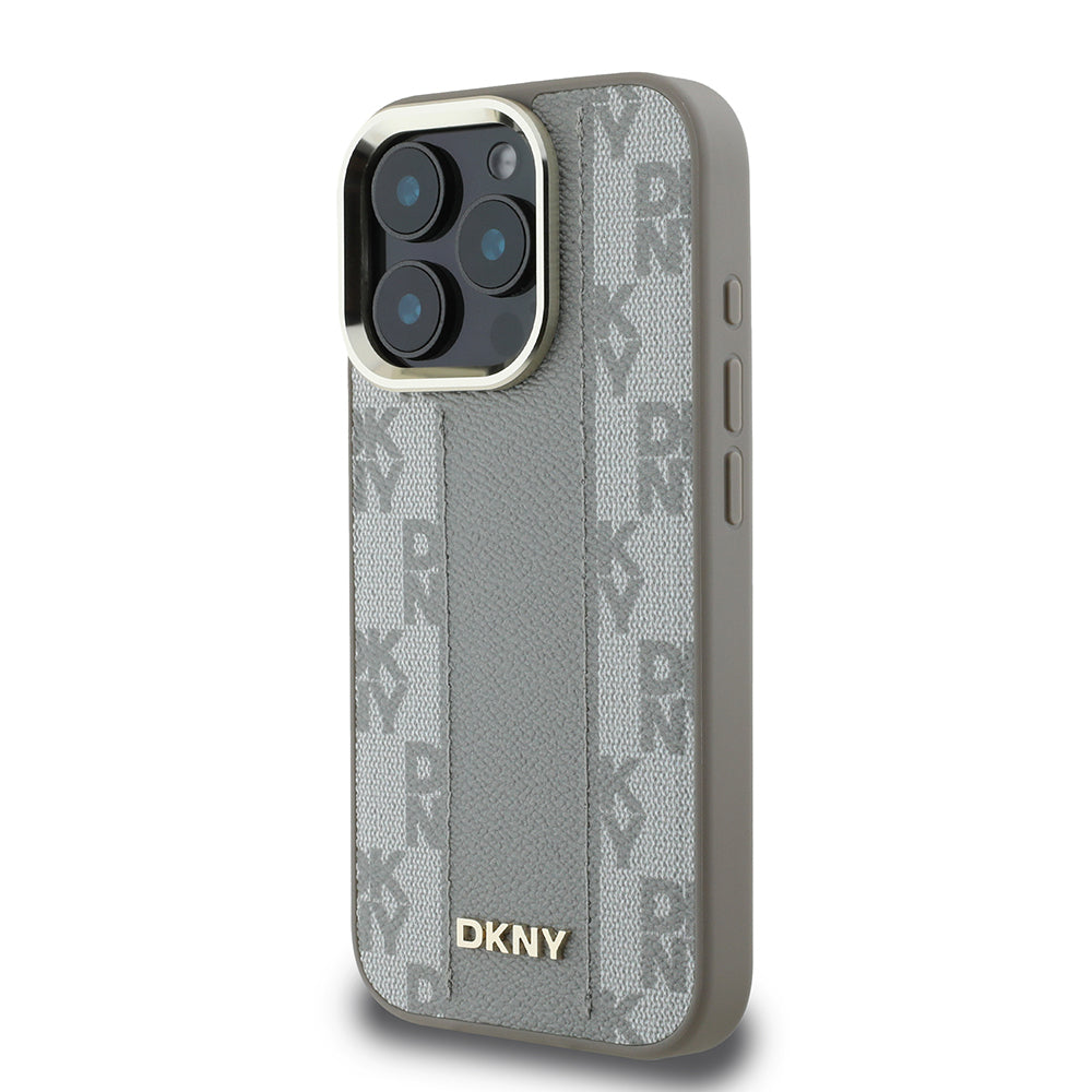 iPhone 16 Pro Kılıf DKNY Orjinal Lisanslı Magsafe Şarj Özellikli 3D Yazılı Checkered Pattern Kılıf Siyah