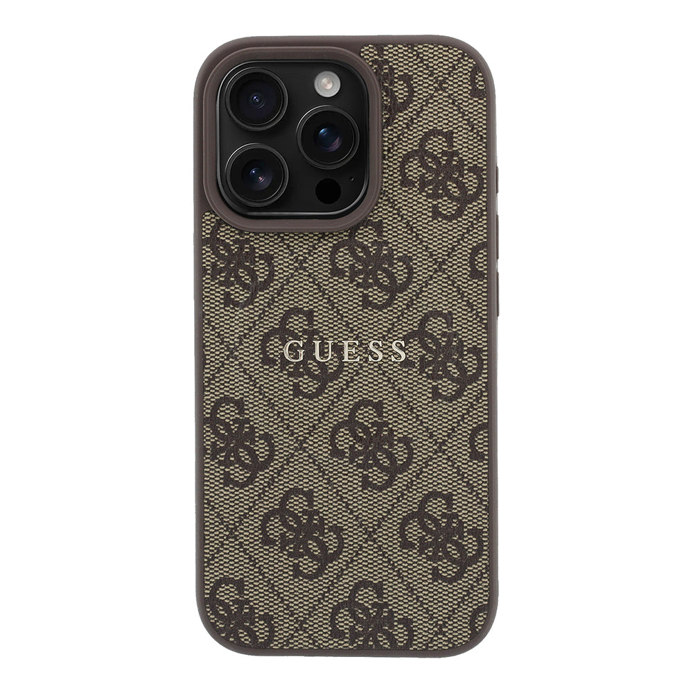 Apple iPhone 16 Pro Kılıf Guess Orjinal Lisanslı M-safe Kabartmalı 4G Desenli Yazı Logolu Kapak
